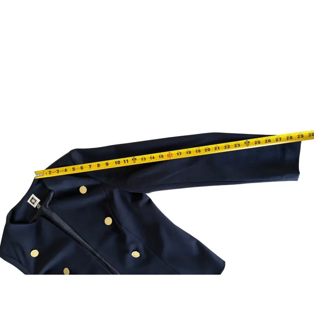 Vintage 90s Ann Taylor Military Jacket, navy blue gold buttons NWOT Size M